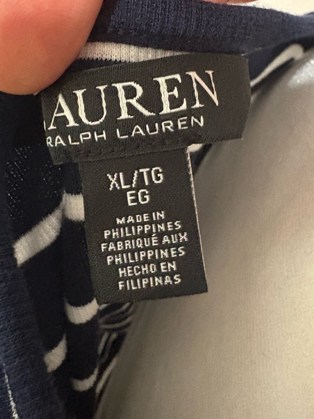 Ralph Lauren Striped Navy and White Knot-Side Long Sleeve Dress - Picture 4 of 6